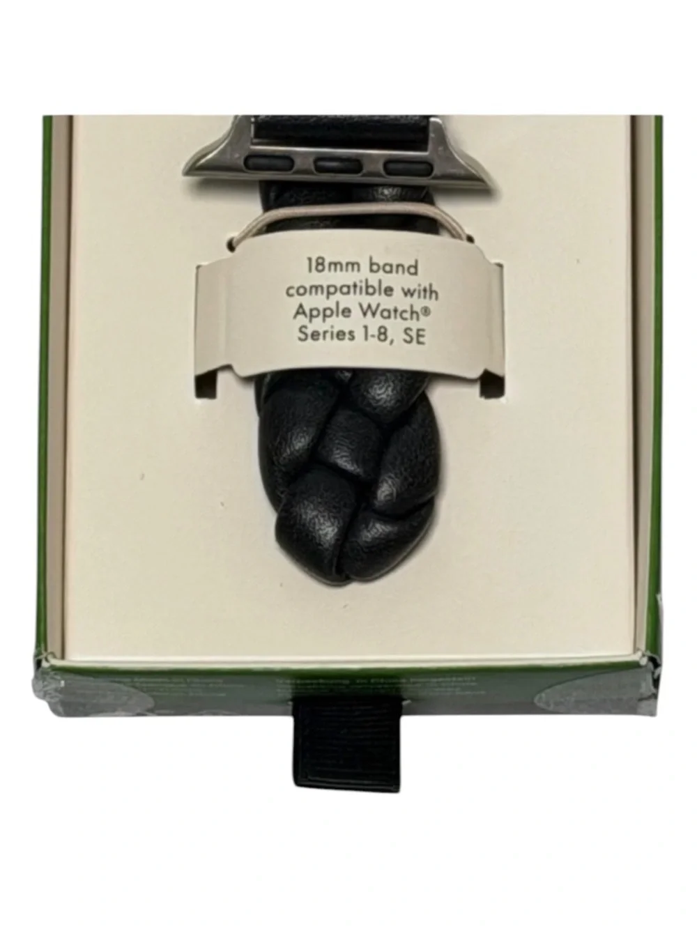 Kate Spade ♠️ NY Black Braided Leather Apple Watch Band in Box- 18mm SE